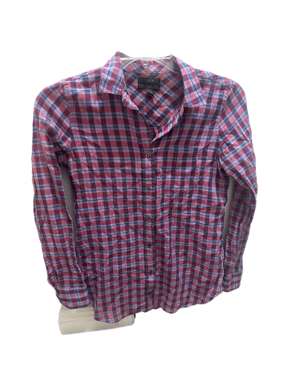 J. Crew Red and Blue Plaid Cotton Button-Down Shirt